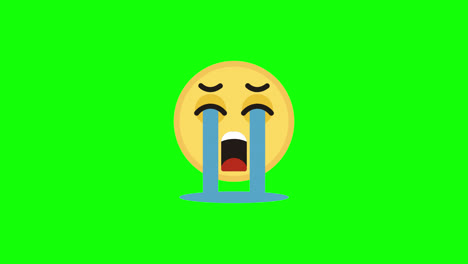Weinendes-Emoji-Symbol,-Emoticon-Mit-Tränen,-Gesichtsausdruck,-Schleifenanimation-Mit-Alphakanal.